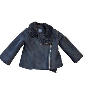Baby GAP Faux Suede Sherpa lined jacket/coat; Size Girls 3T; Black;